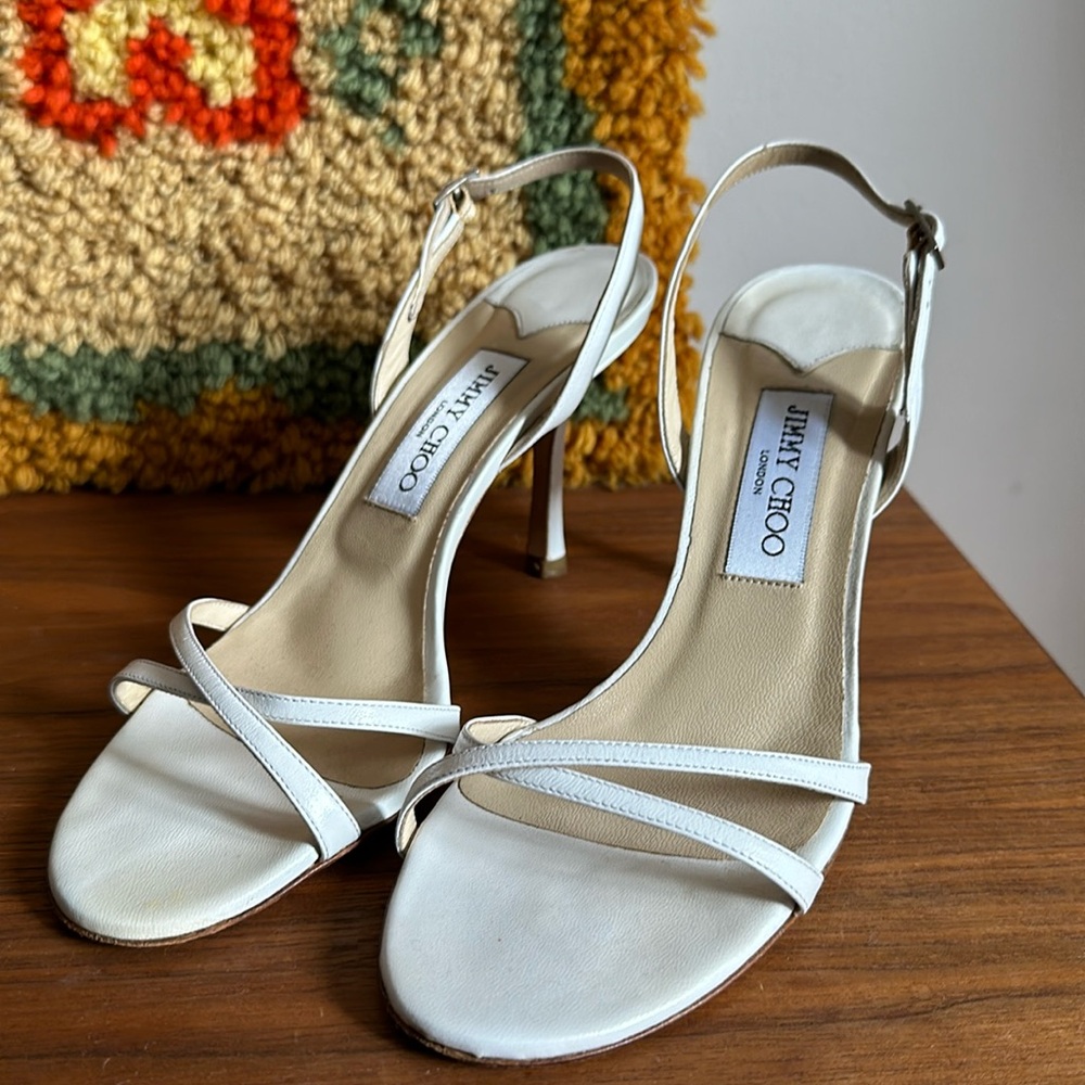 Jimmy Choo 90’s White Strappy Heels Size 38.5